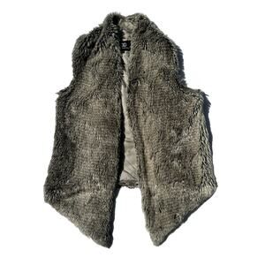 Tart Collections Brown Faux Fur Silk Lined Open Vest Small Timeless Classic